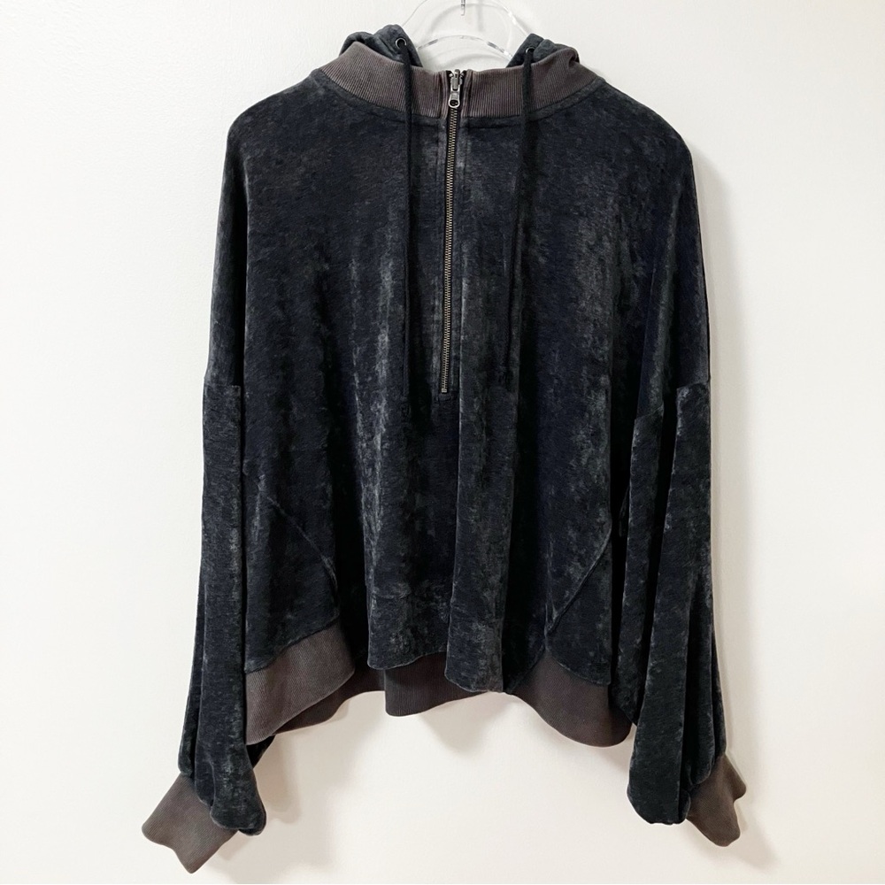 Free People | Gray I’m Sure It’s Velour Zip Hoodie Boho Comfy Lounge Oversized